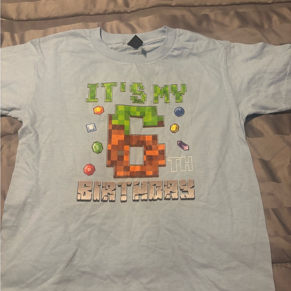 Kids 'It's My 6th Birthday' Minecraft Graphic T-Shirt - Light Blue